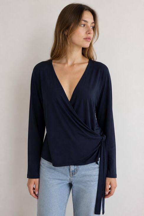 J. McLaughlin Tops - J. Mclaughlin Navy Blue Wrap Top Size M